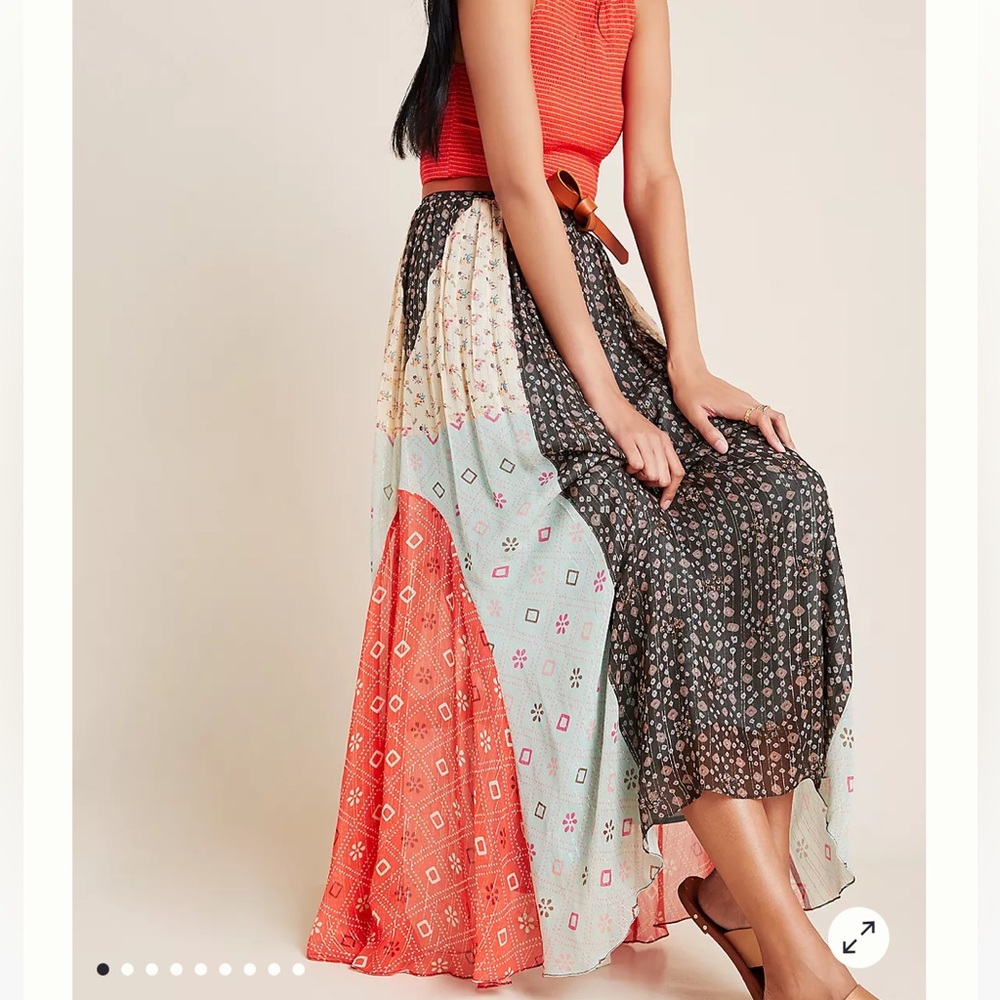Boho Patchwork Maxi Skirt in Multi-Color